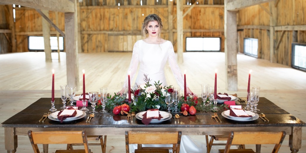 Boho Romance Winter Wedding Inspiration in Blush and Red