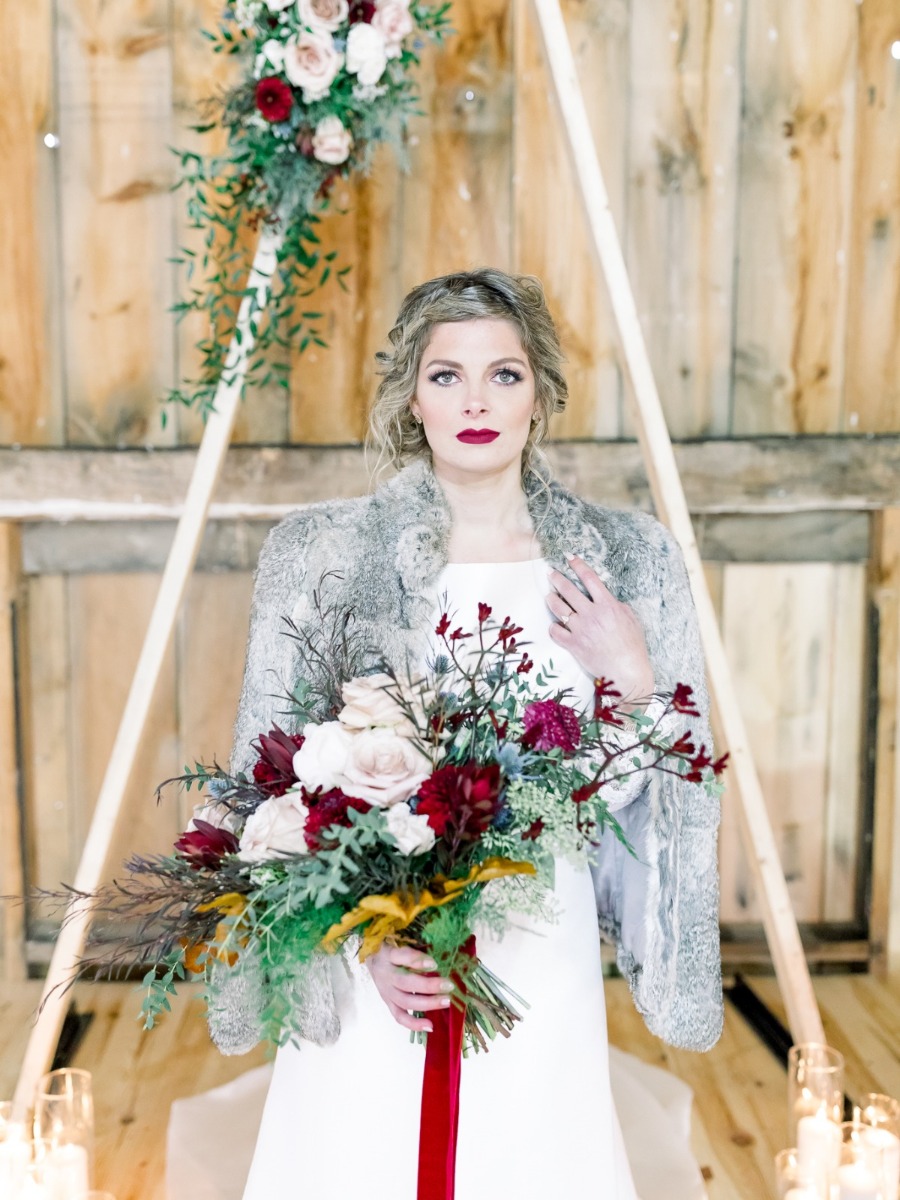 Boho Romance Winter Wedding Inspiration in Blush and Red