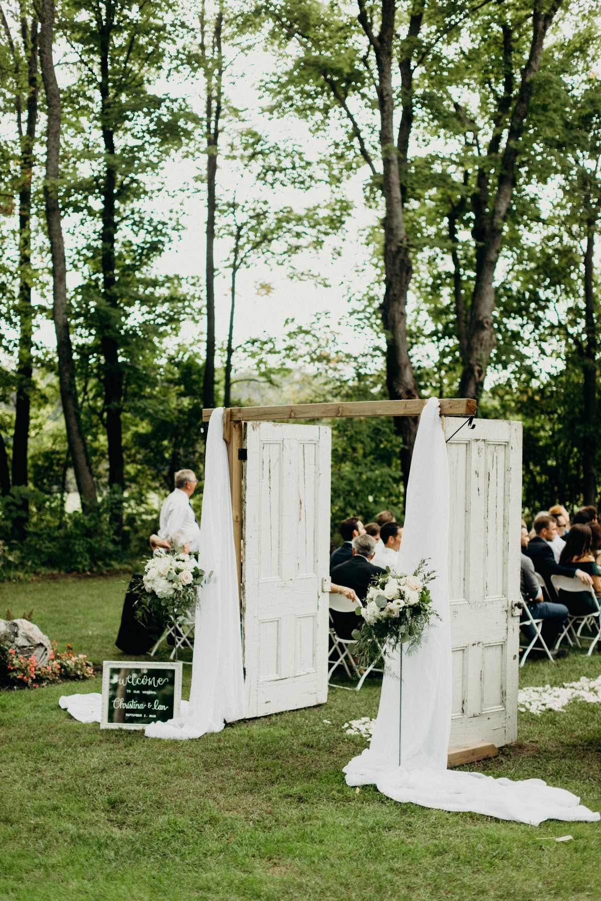 rustic door wedding ceremony entrance