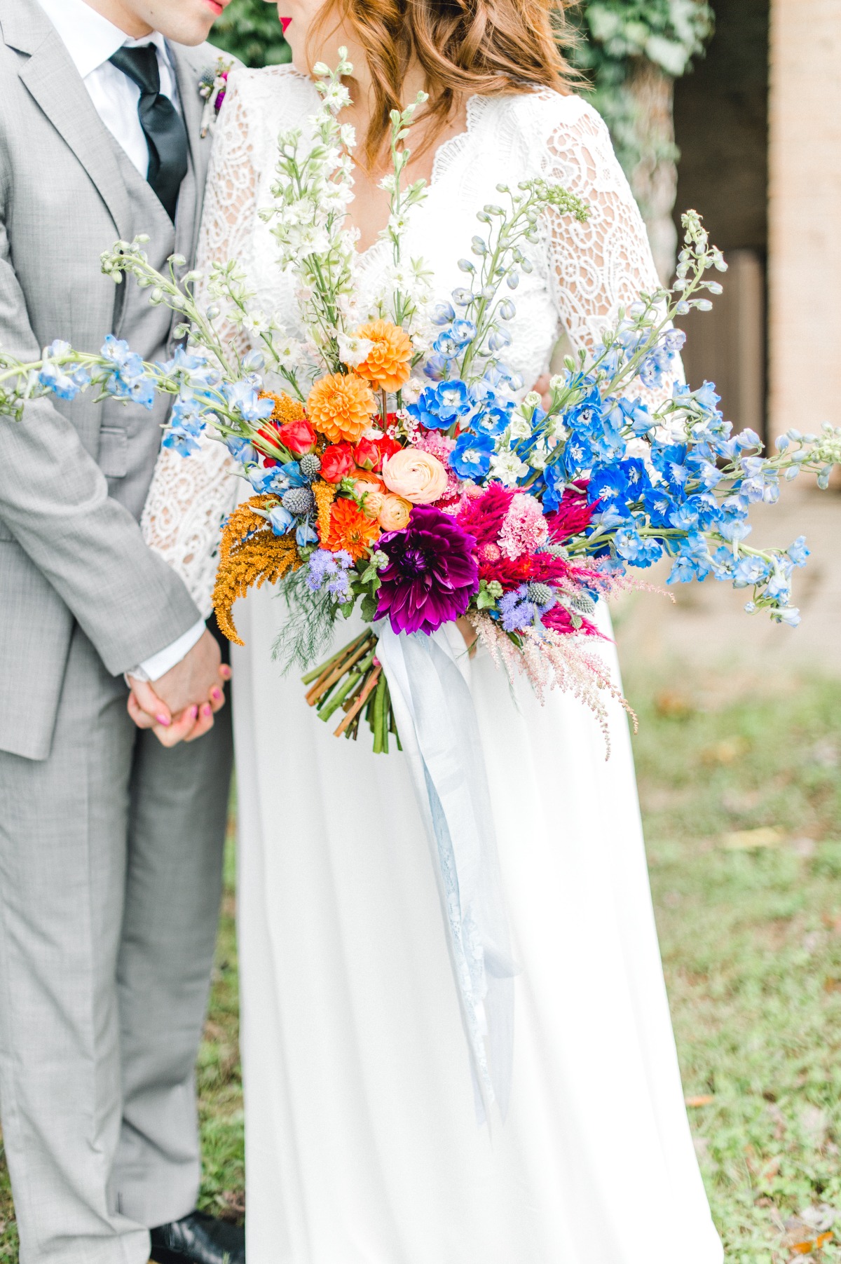 Color blocked wedding bouquet