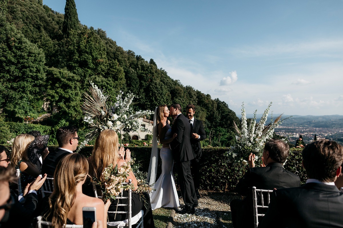 Rose garden ceremony with a view