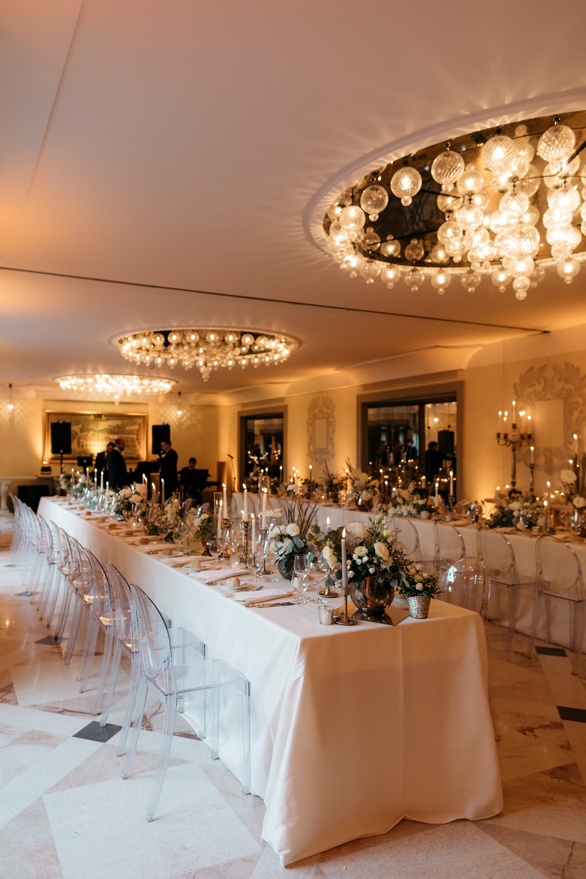 Luxurious candle lit reception in Italy