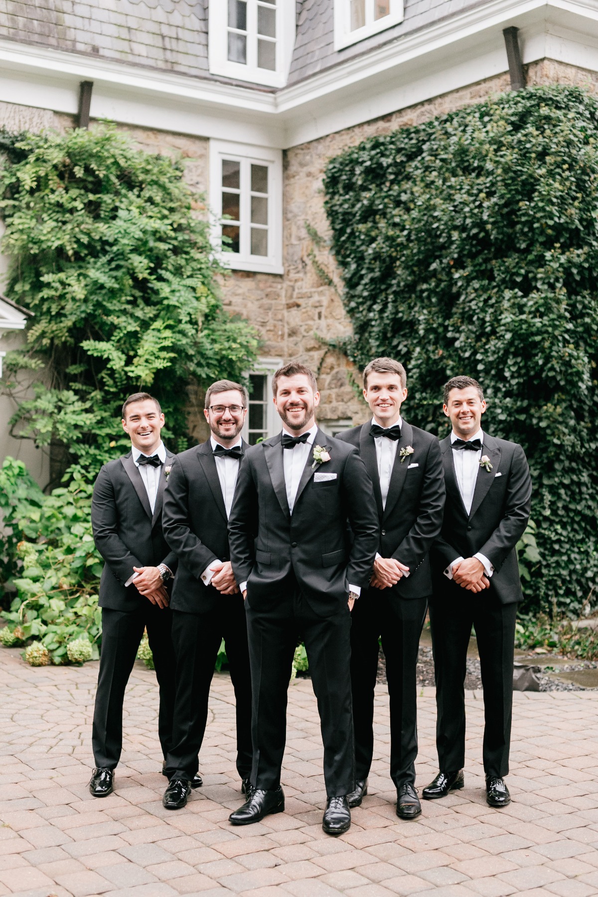 Classic black tie look for the groomsmen