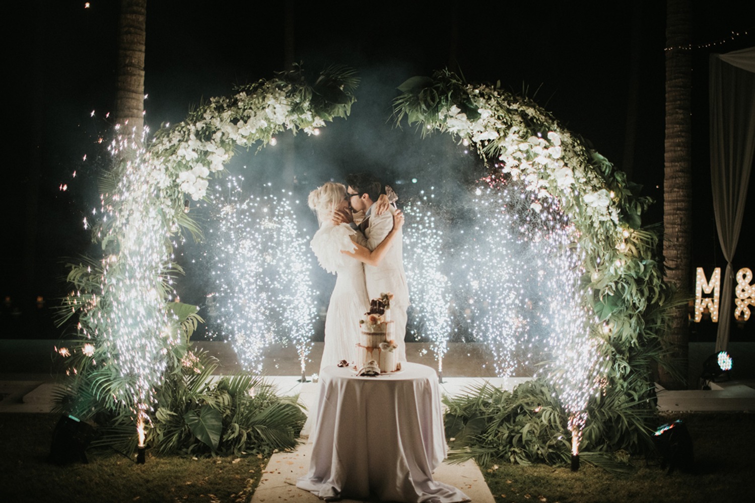 sparkler cake backdrop