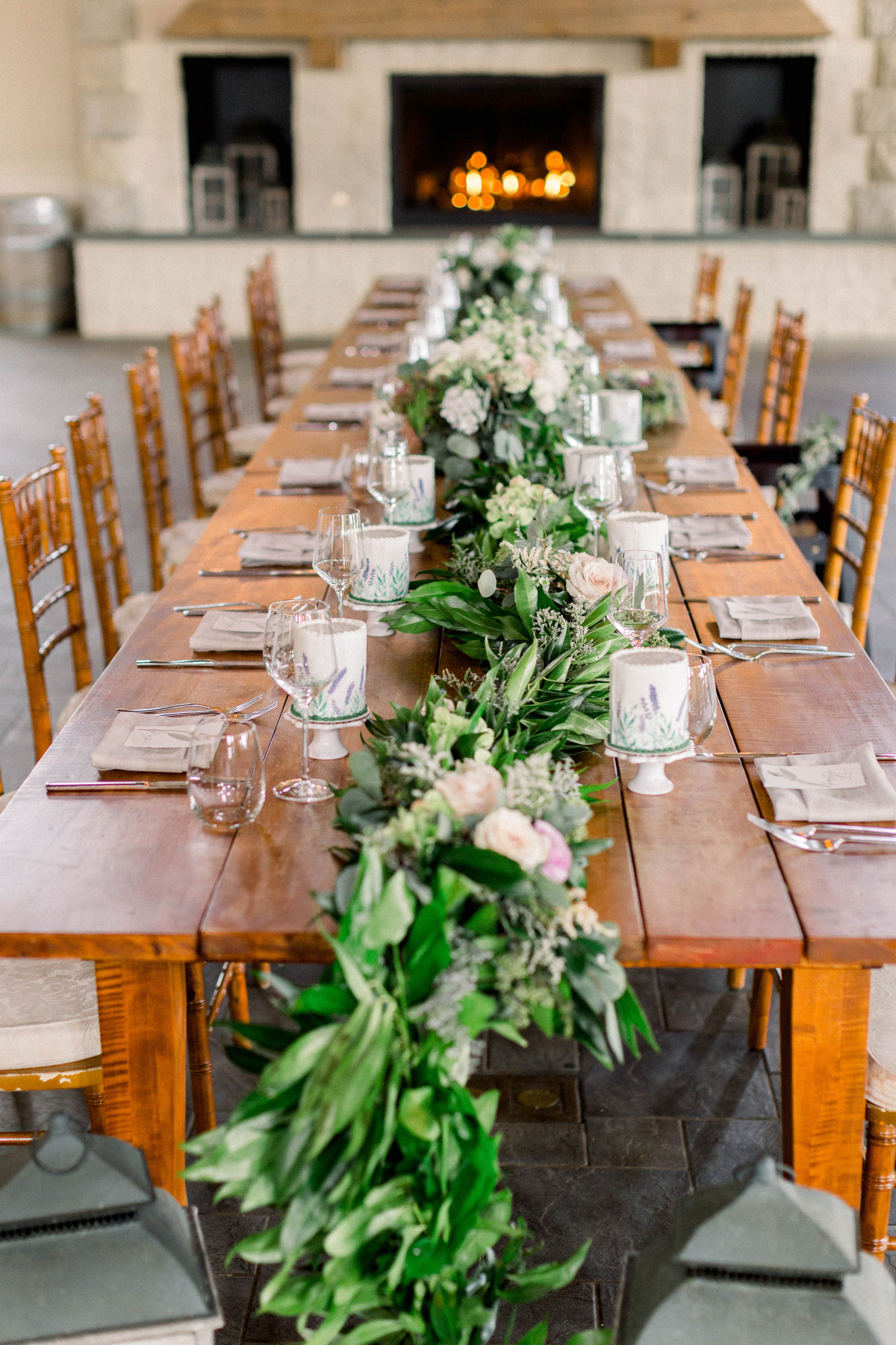 Greenery and floral centerpiece