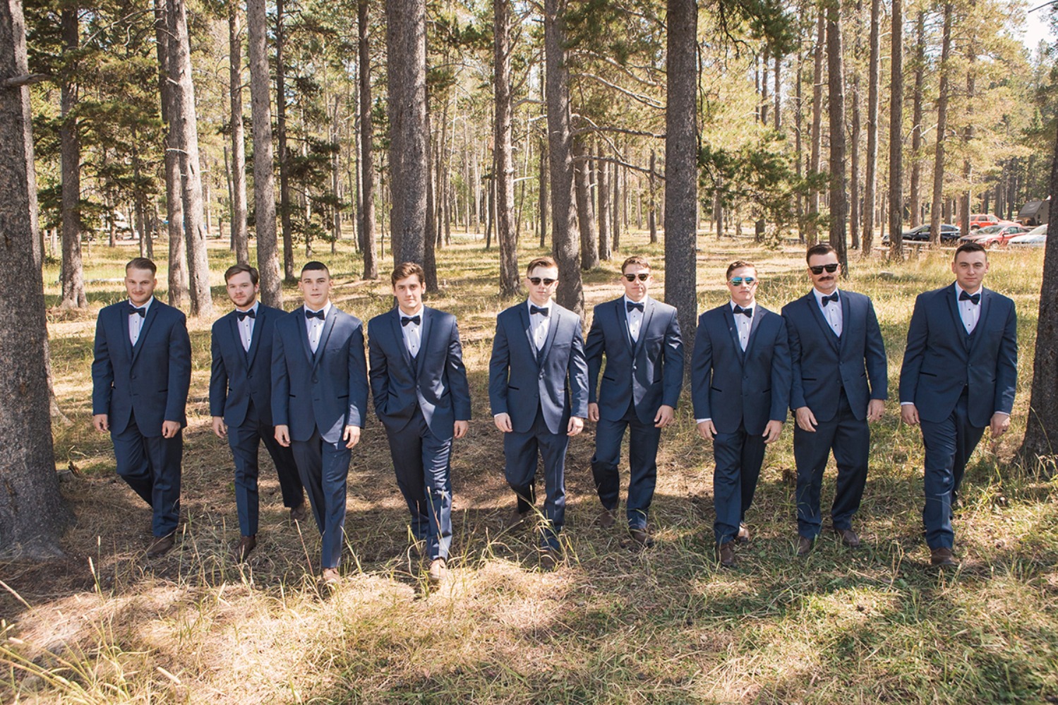 groom and groomsmen in navy blue