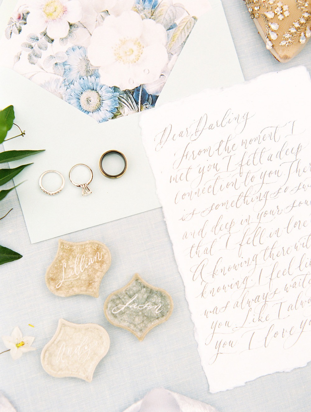 wedding letter and rings