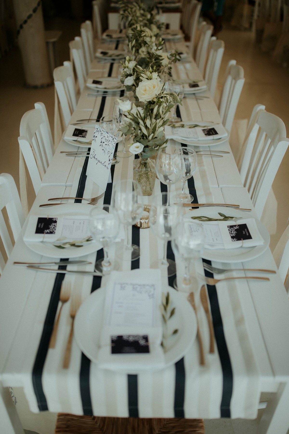 Chic modern vintage tablescape for a wedding