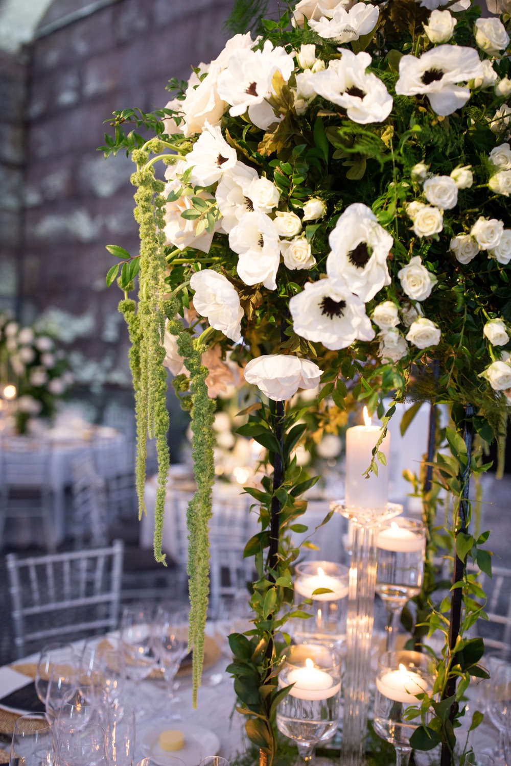 cascading wedding florals