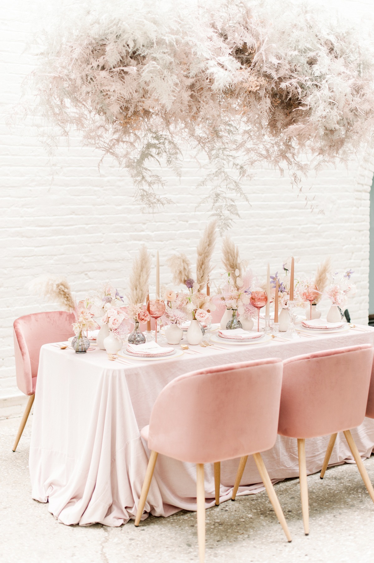 Modern chic blush wedding decor