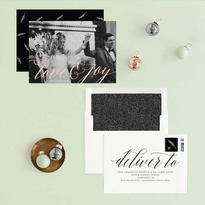 Minted Love and Joy Holiday Card