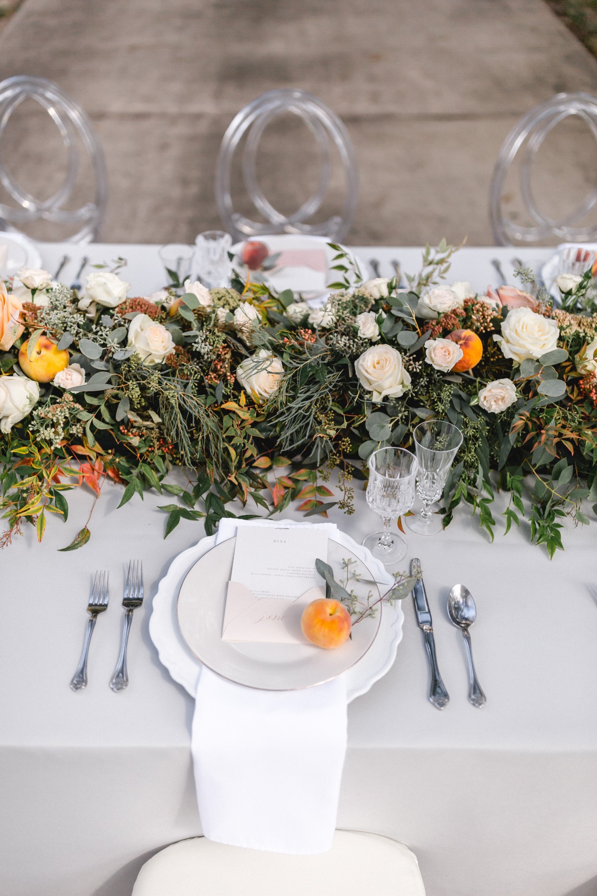 beach and fall color wedding table