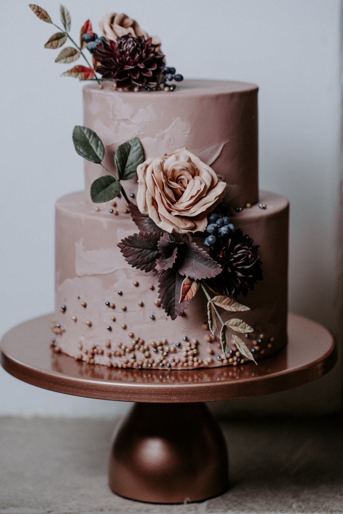 Dark blush wedding cake