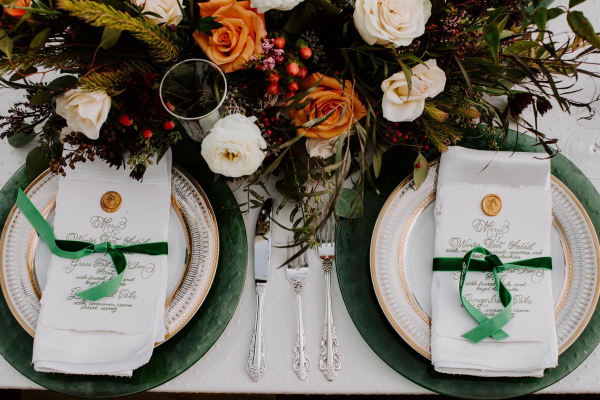 Emerald green place setting