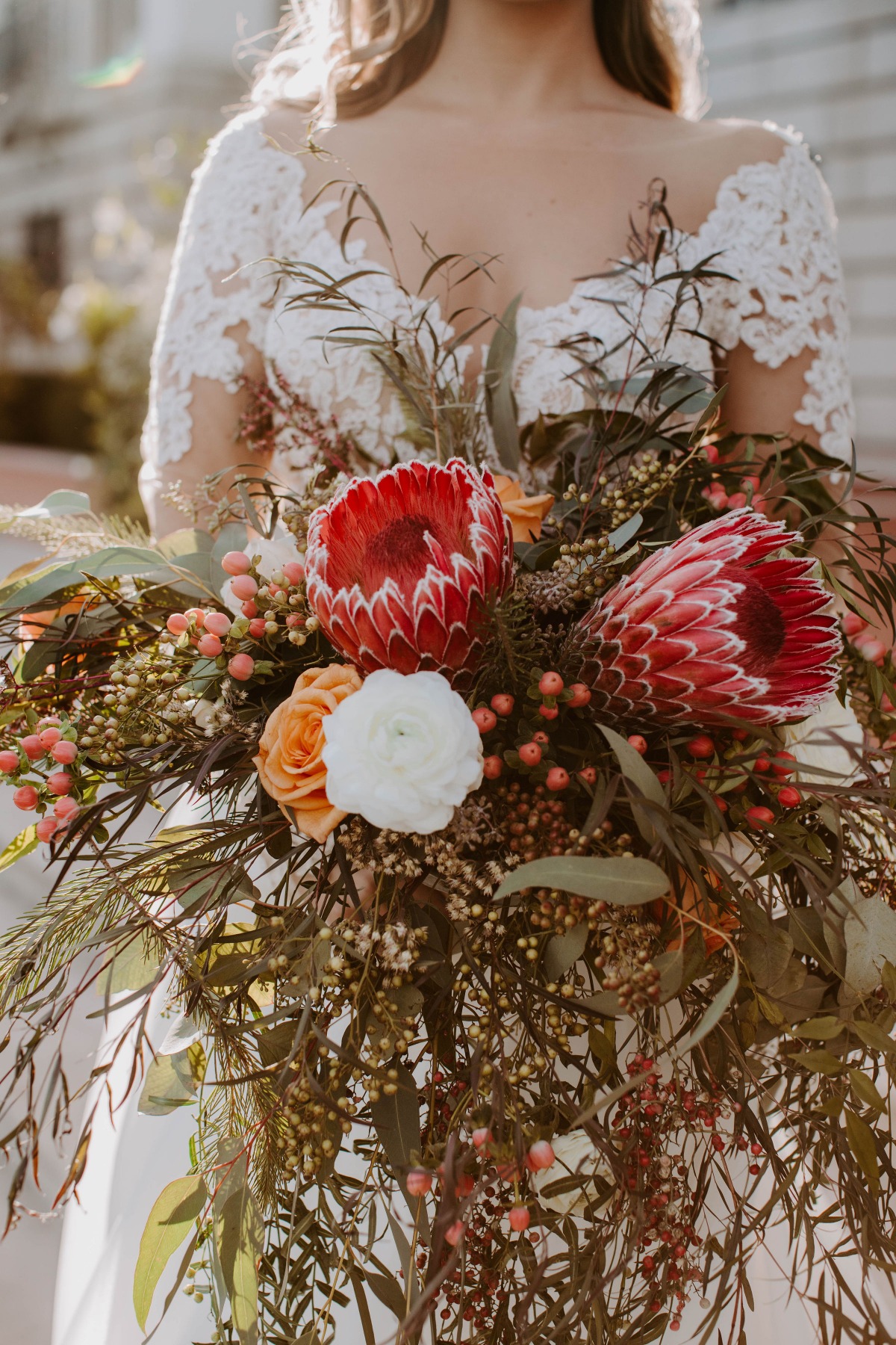King protea wedding bouquet