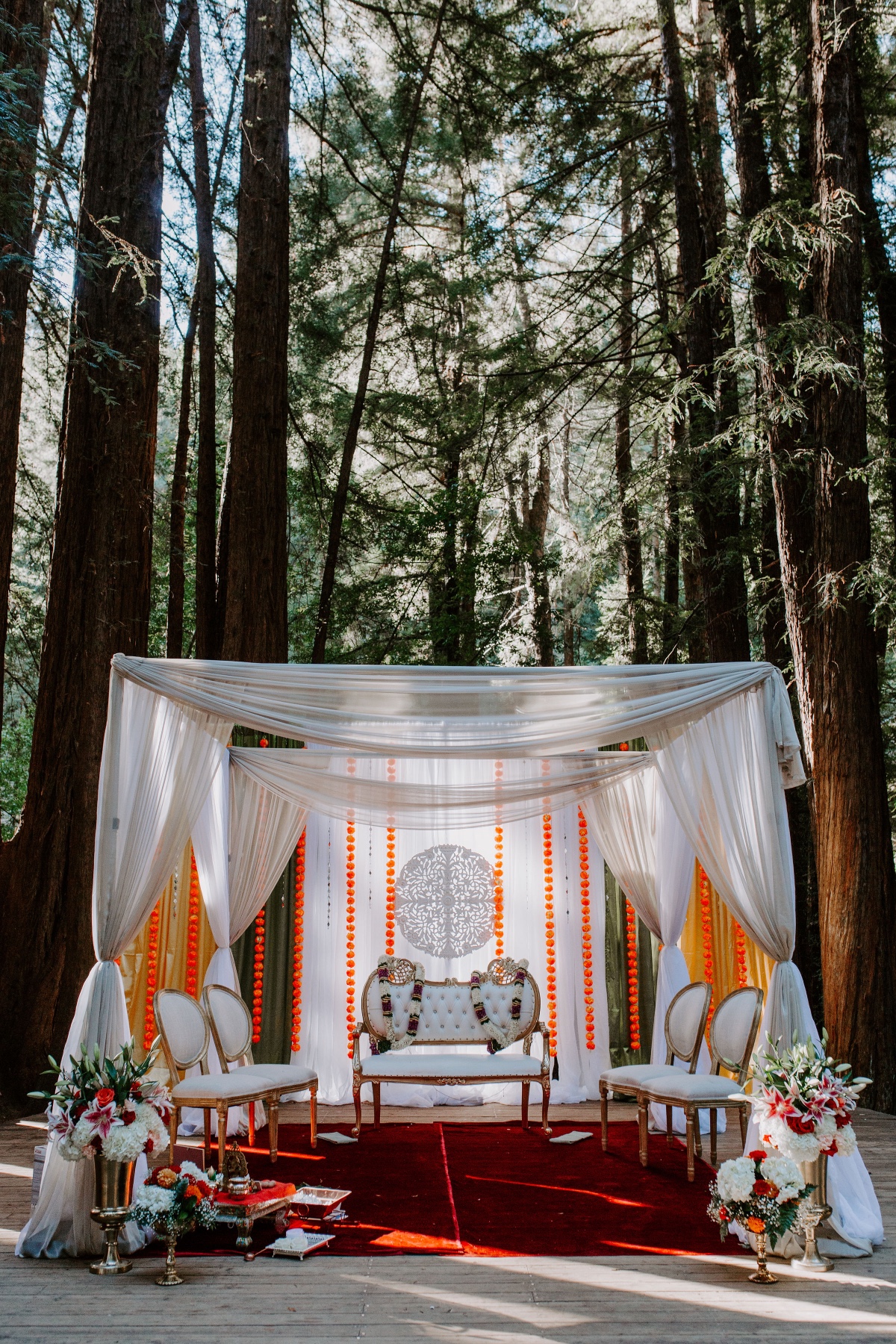 Traditional Hindu wedding in the redwoods