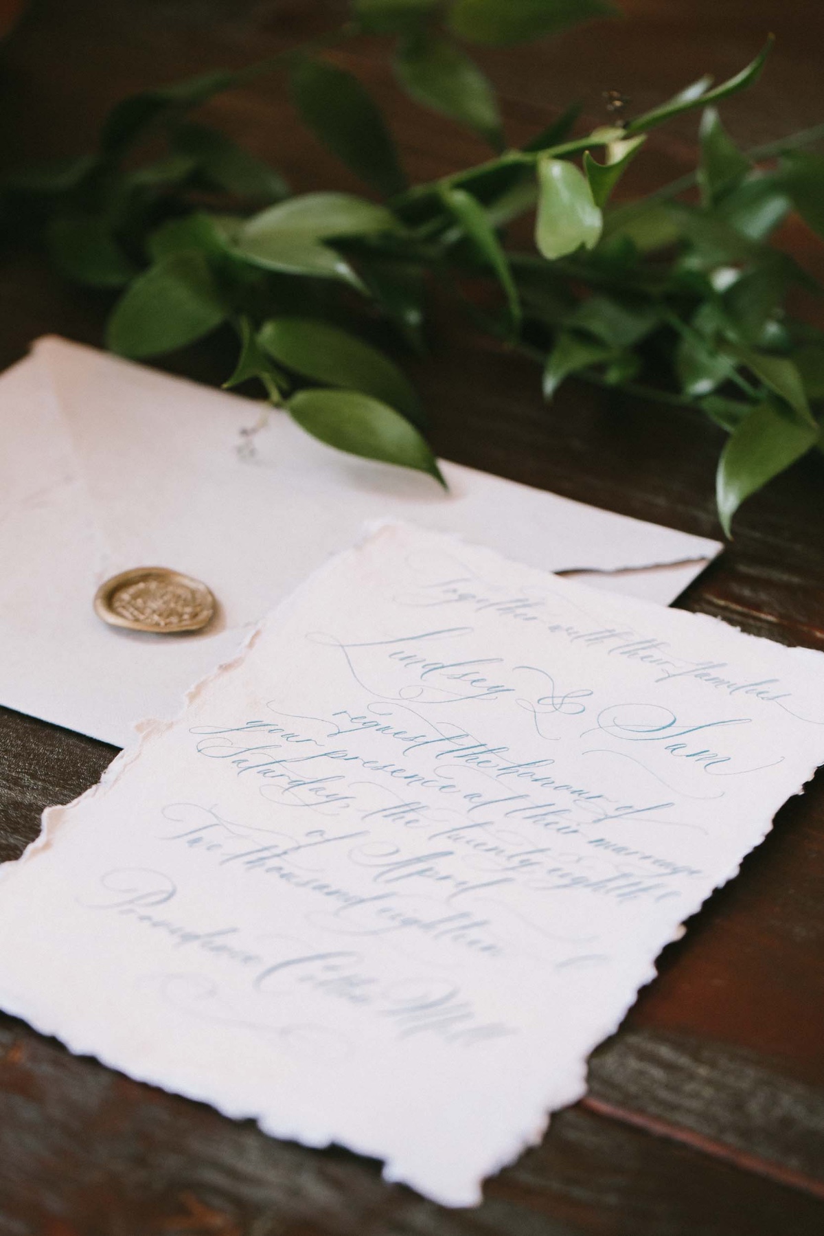 wedding invitation in calligraphy