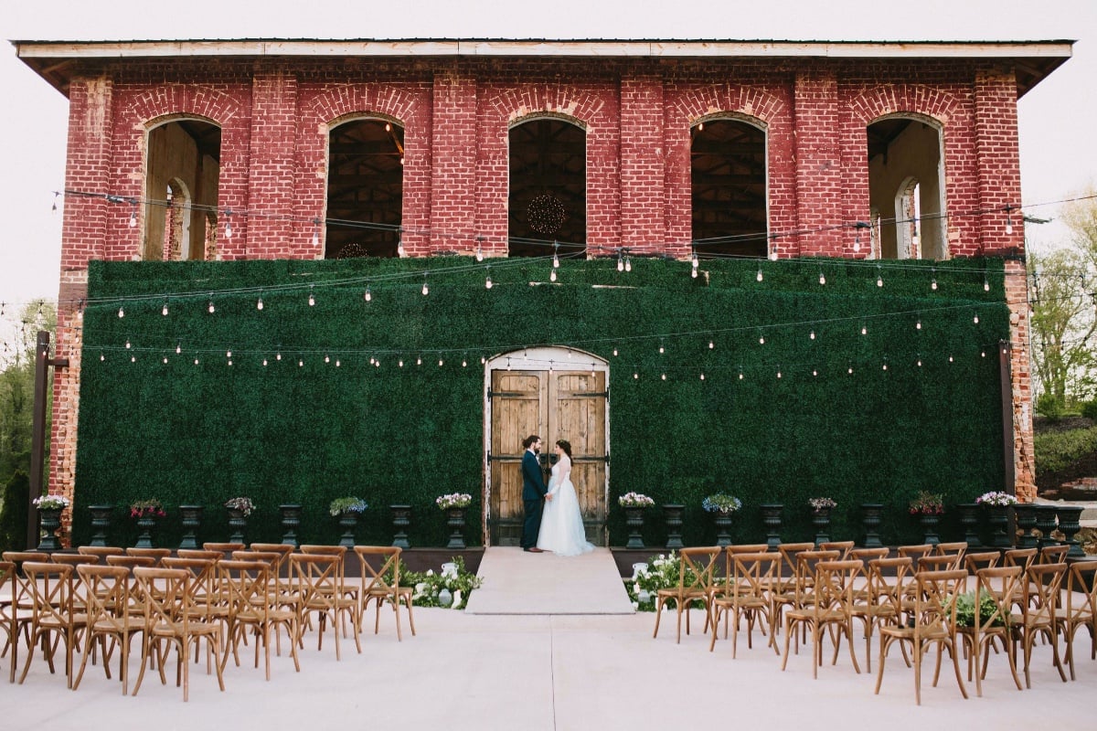 outdoor wedding ceremony at Providence Cotton Mill