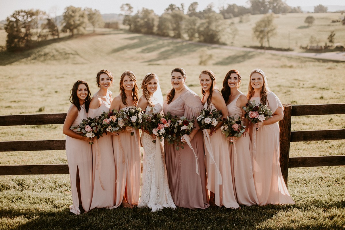 Chic bridesmaids in blush