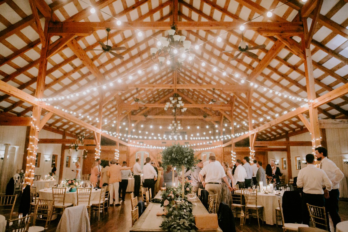 beautiful indoor barn reception