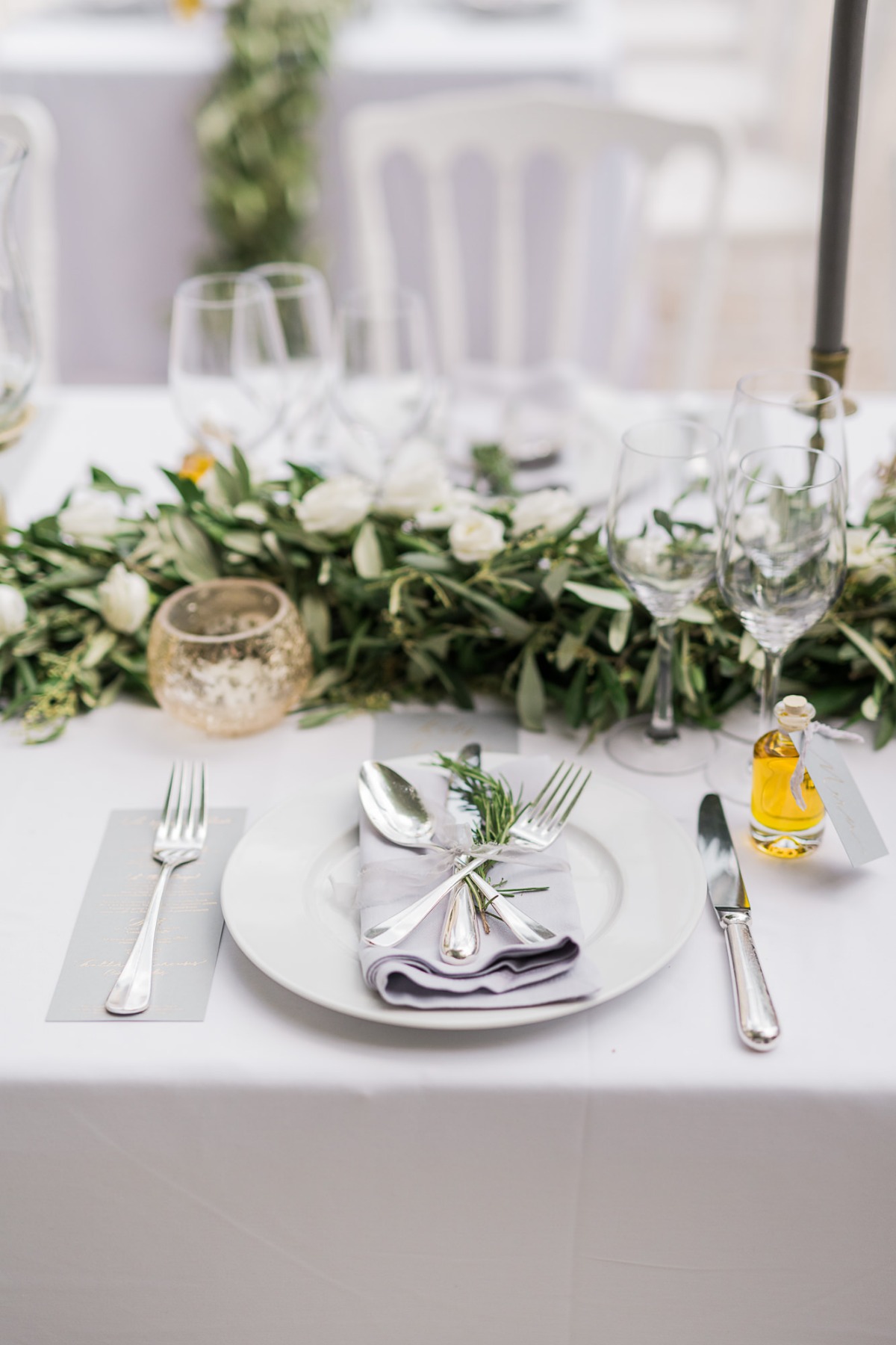 Add lots of greenery to your reception table