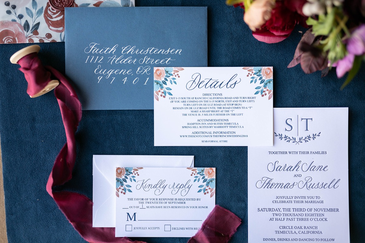 floral inspired wedding invitation suite