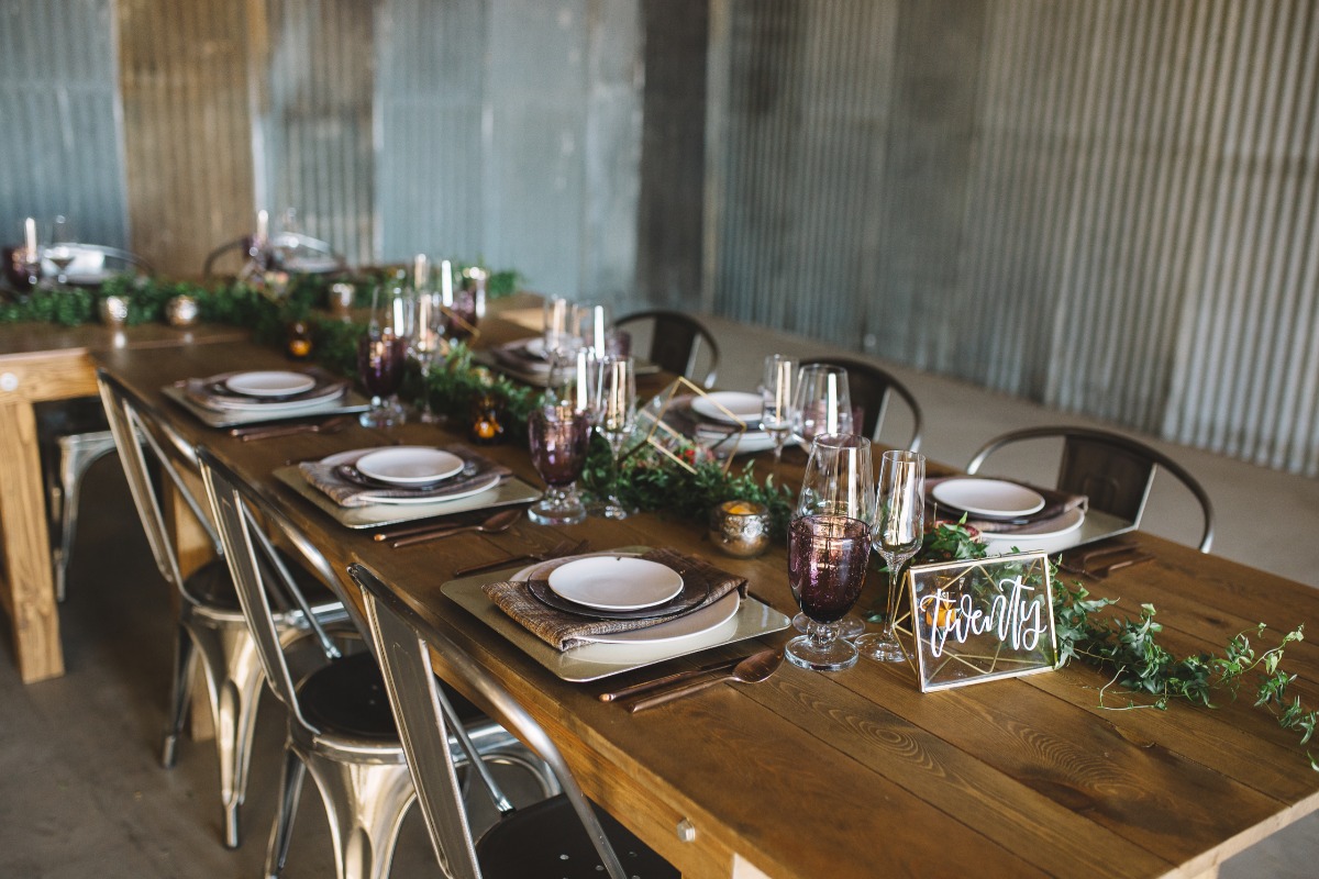 rustic chic wedding table with a modern vibe