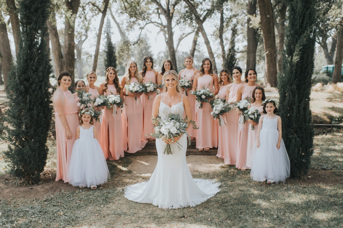 bridal party in blush
