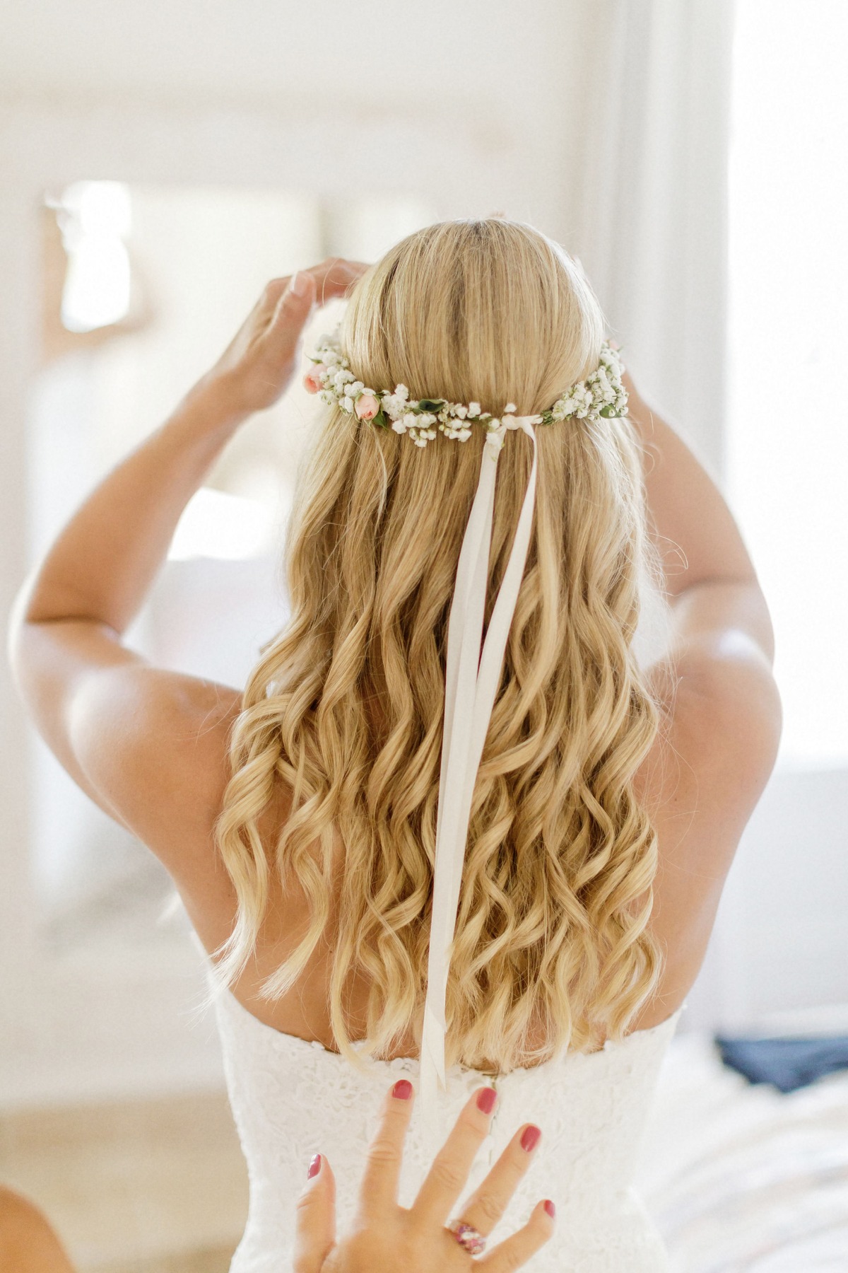 Bridal hair with floral crown