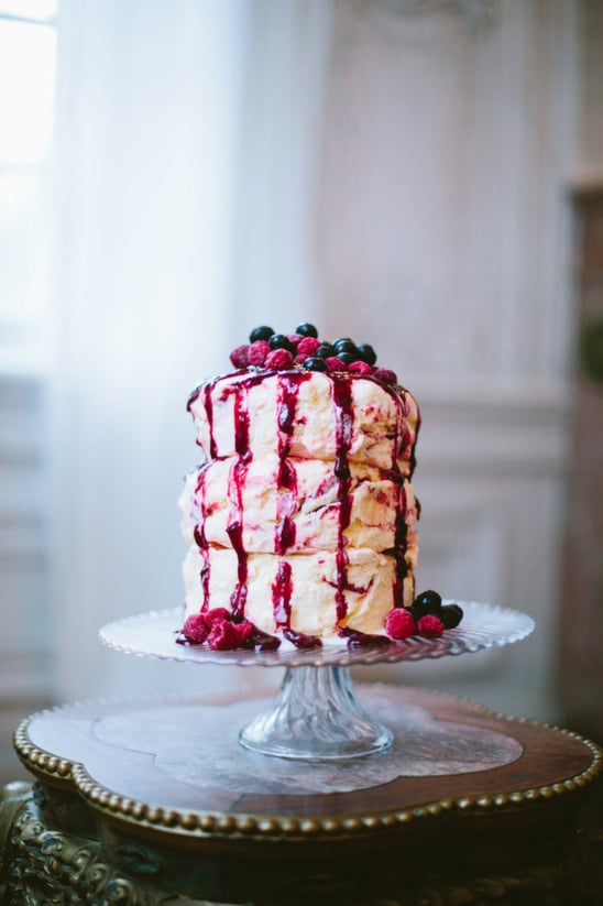 Radiant Orchid Ice Cream Wedding Cake with Berries