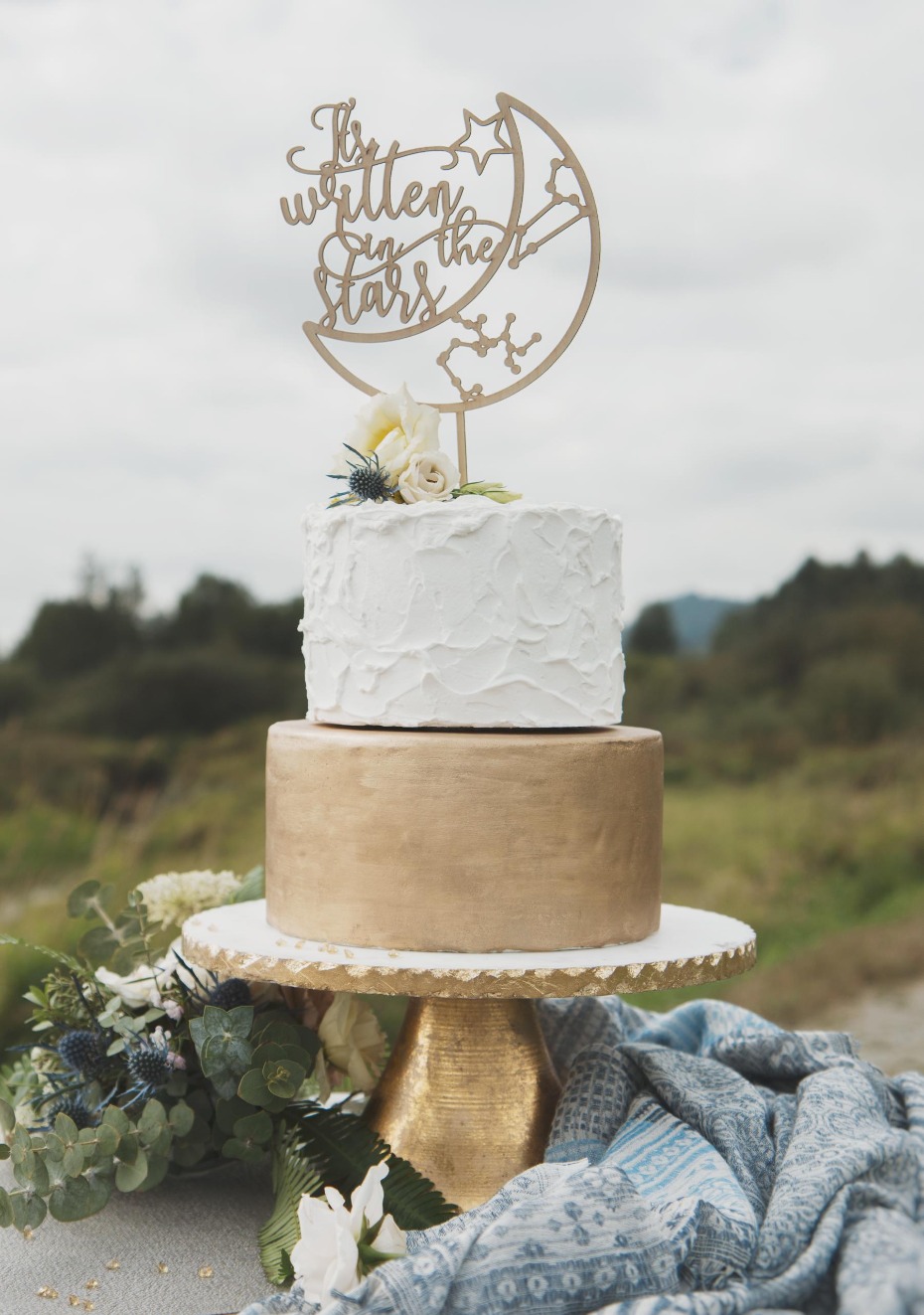 Thistle and Lace Custom It's Written in the Stars Cake Topper