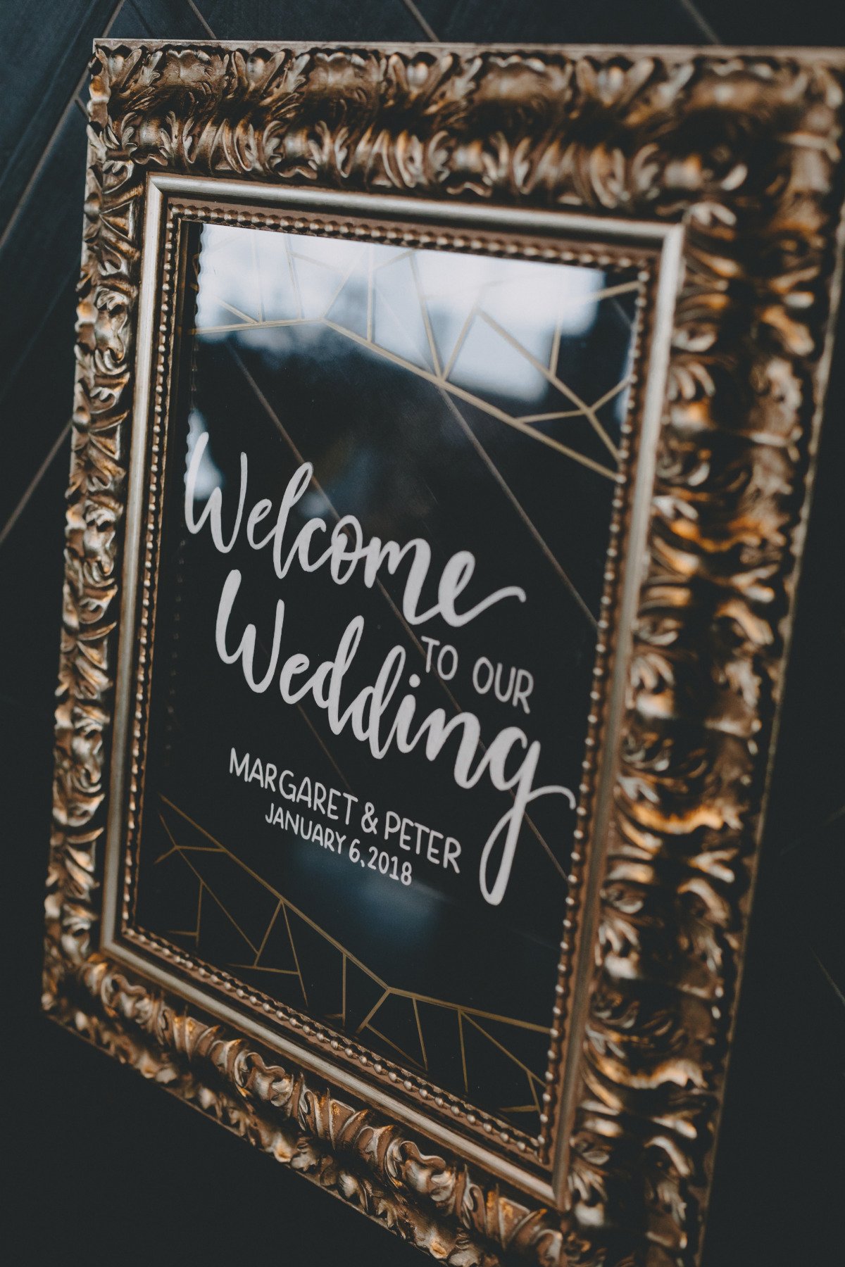 glam framed wedding sign