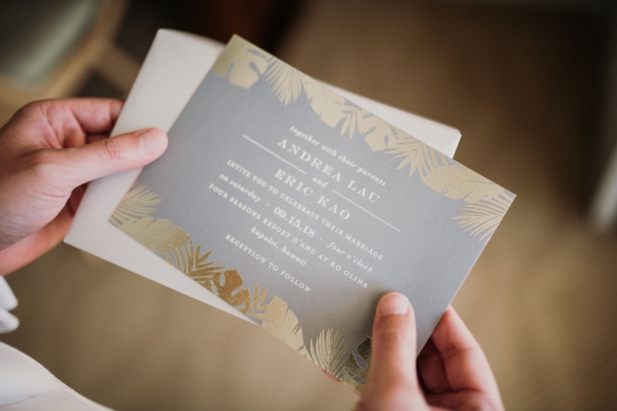 gold and silver wedding invitation