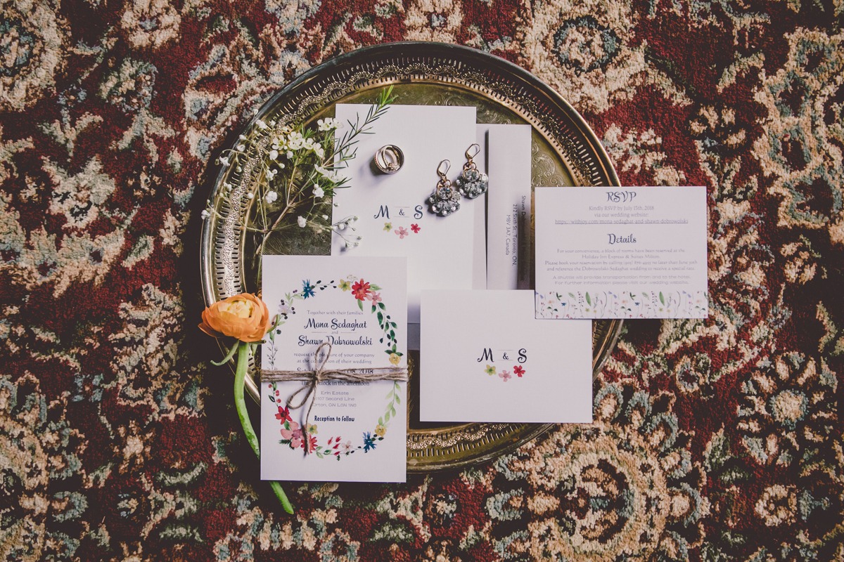 wild flower inspired wedding invitation suite
