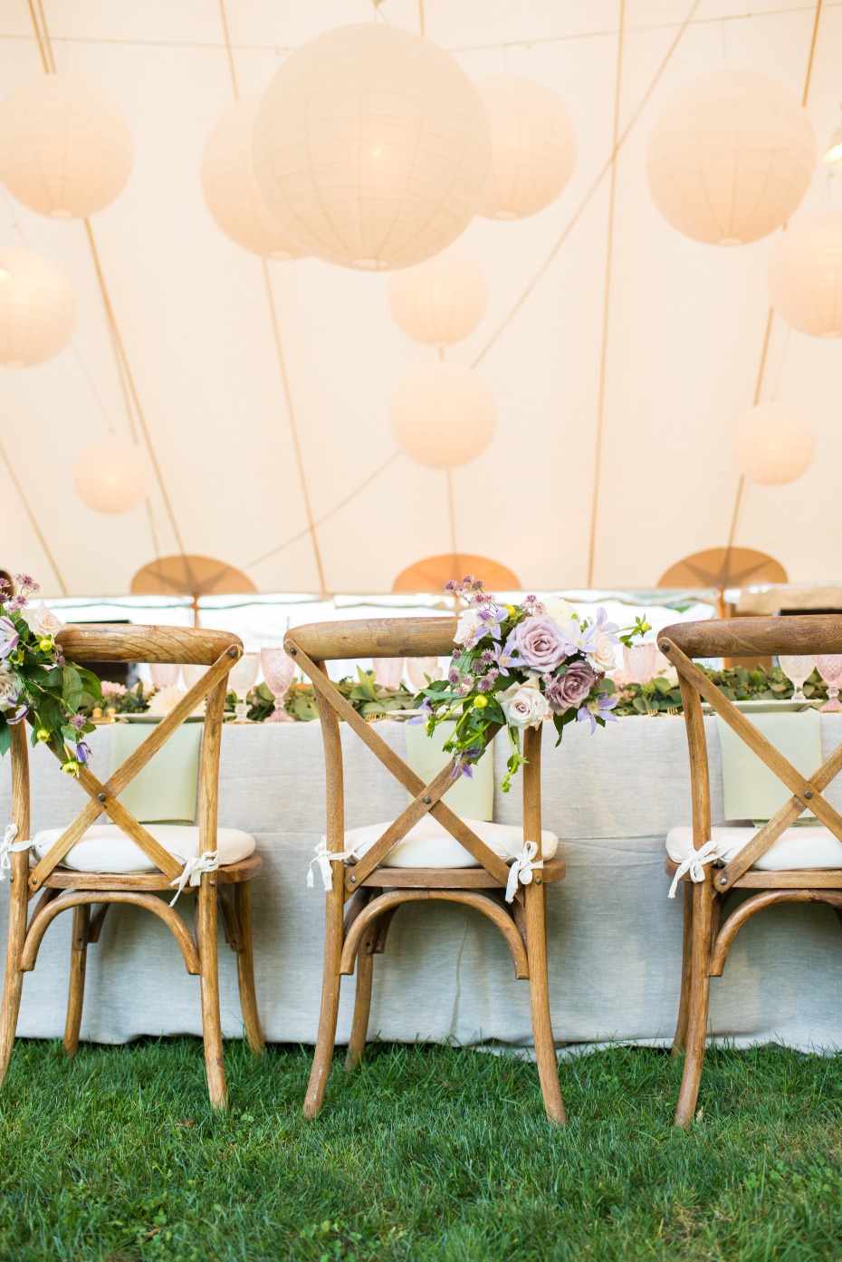 Tented Wedding with Hanging Lanterns on Sperry Tent