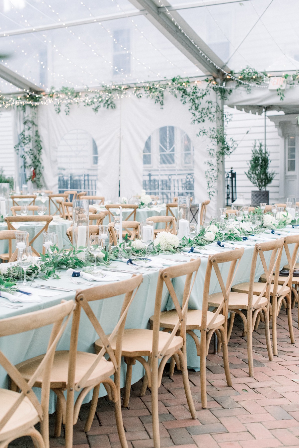 soft green and white wedding reception