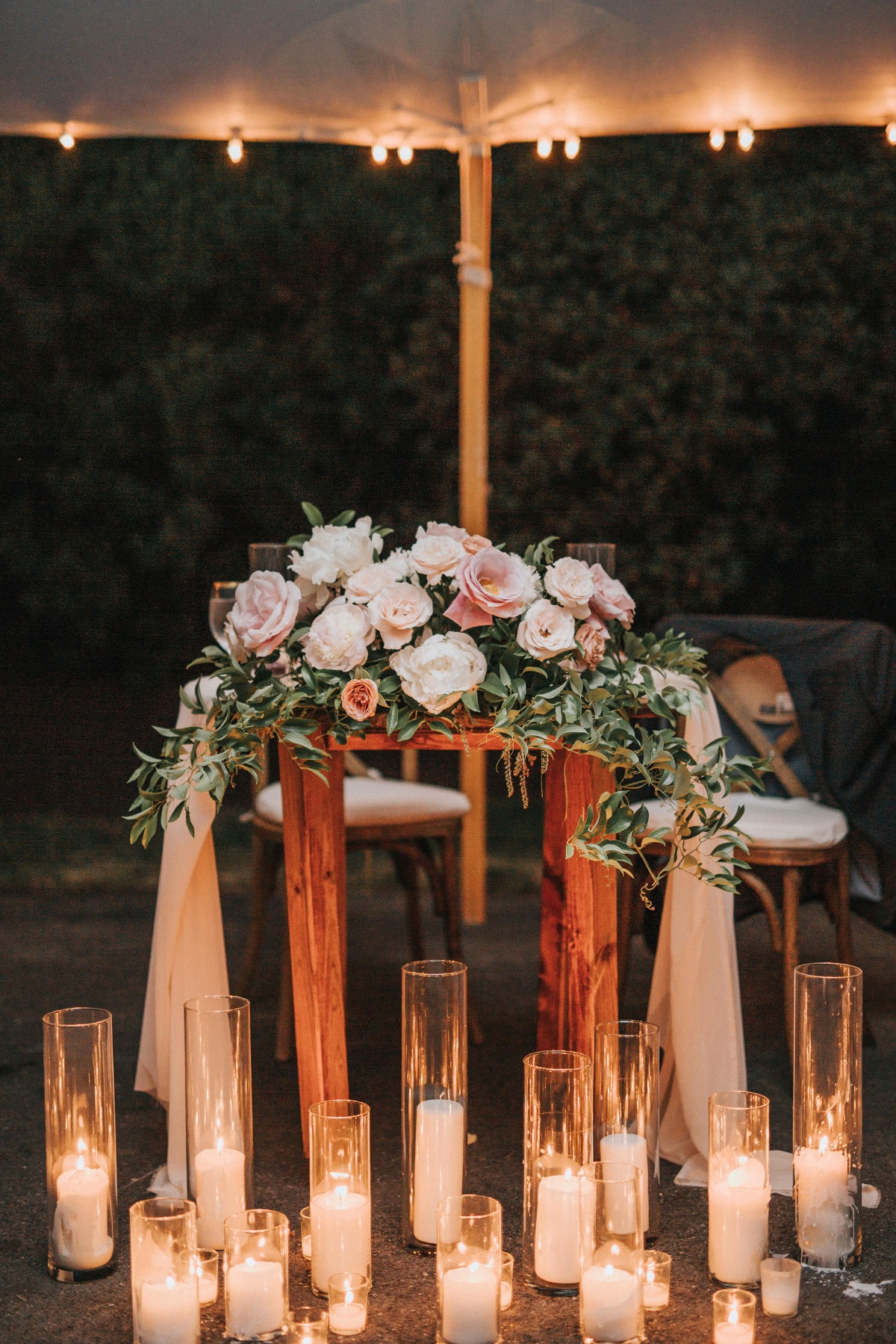 Sweetheart table and candles