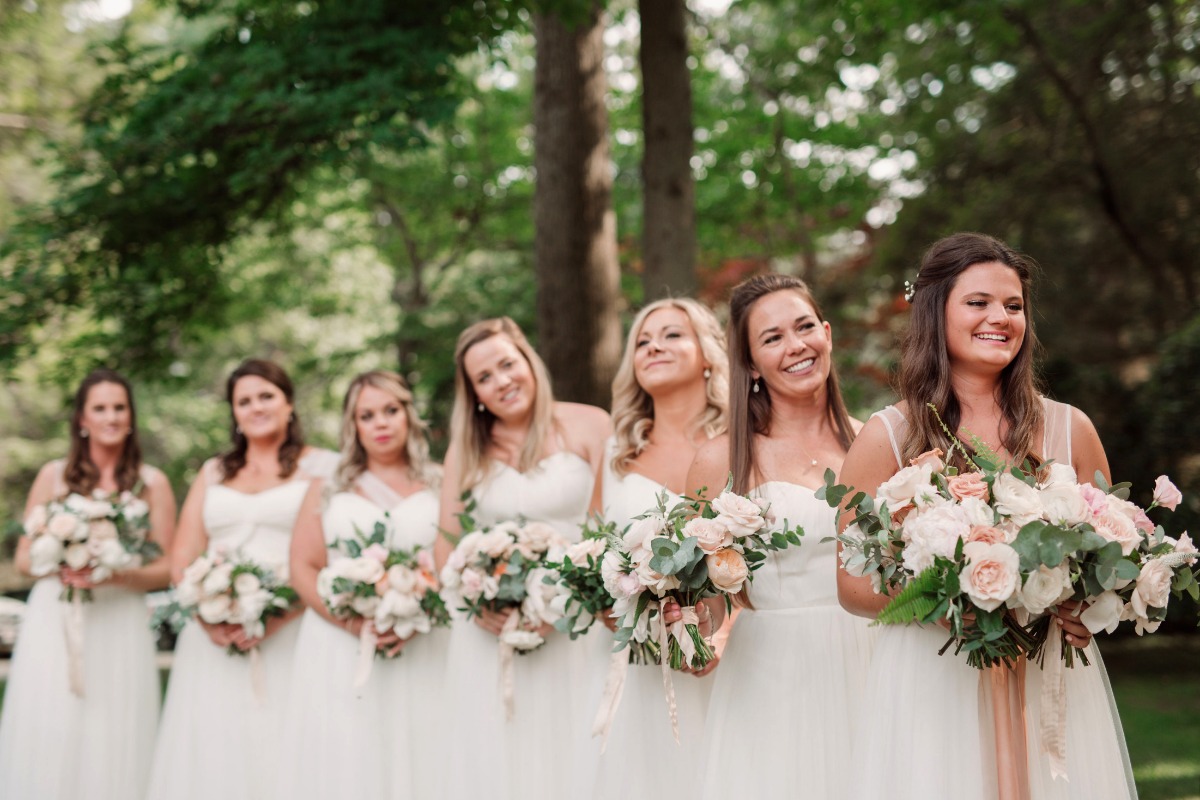 Bridesmaids in white