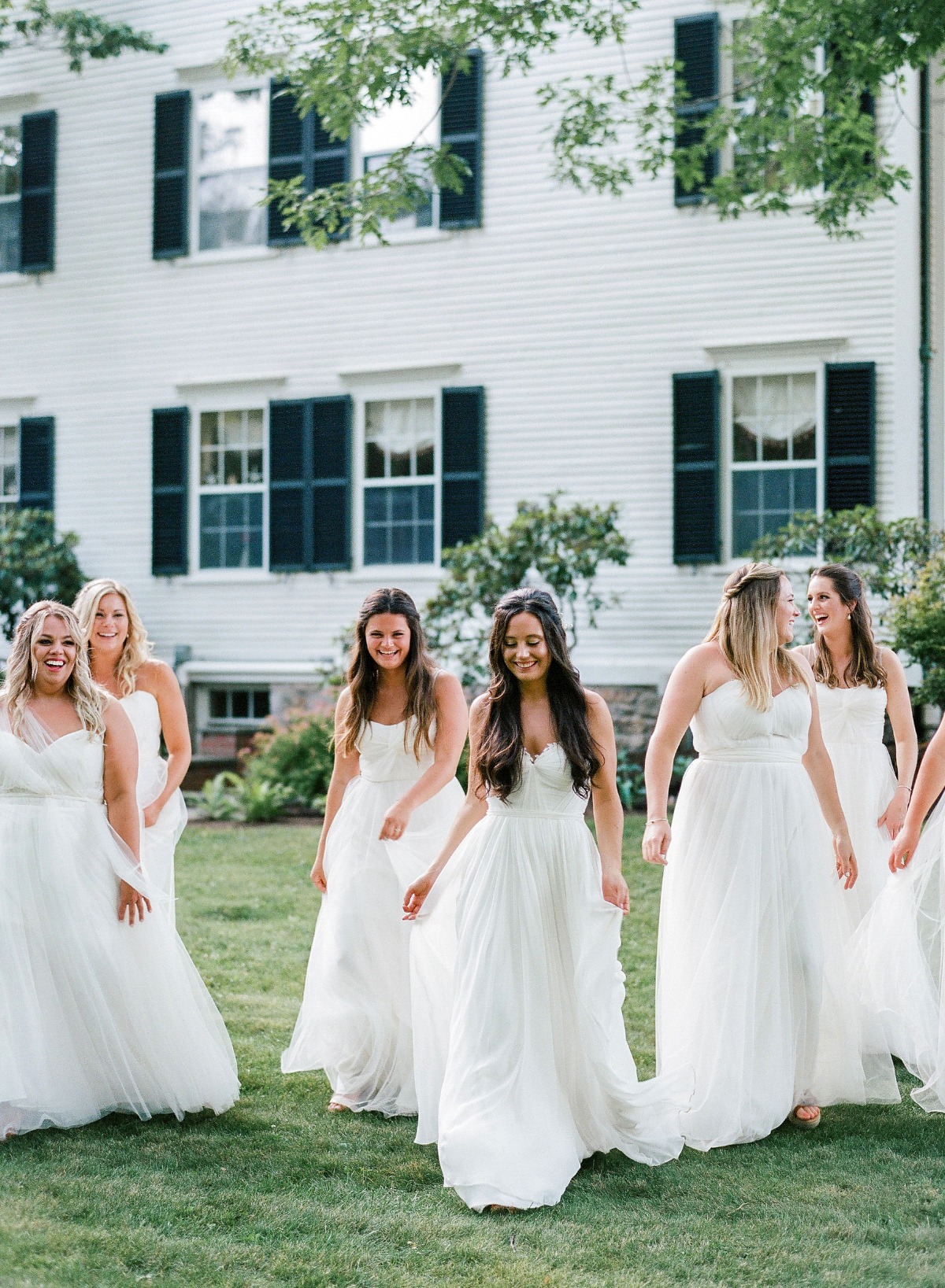 Bridesmaids in white