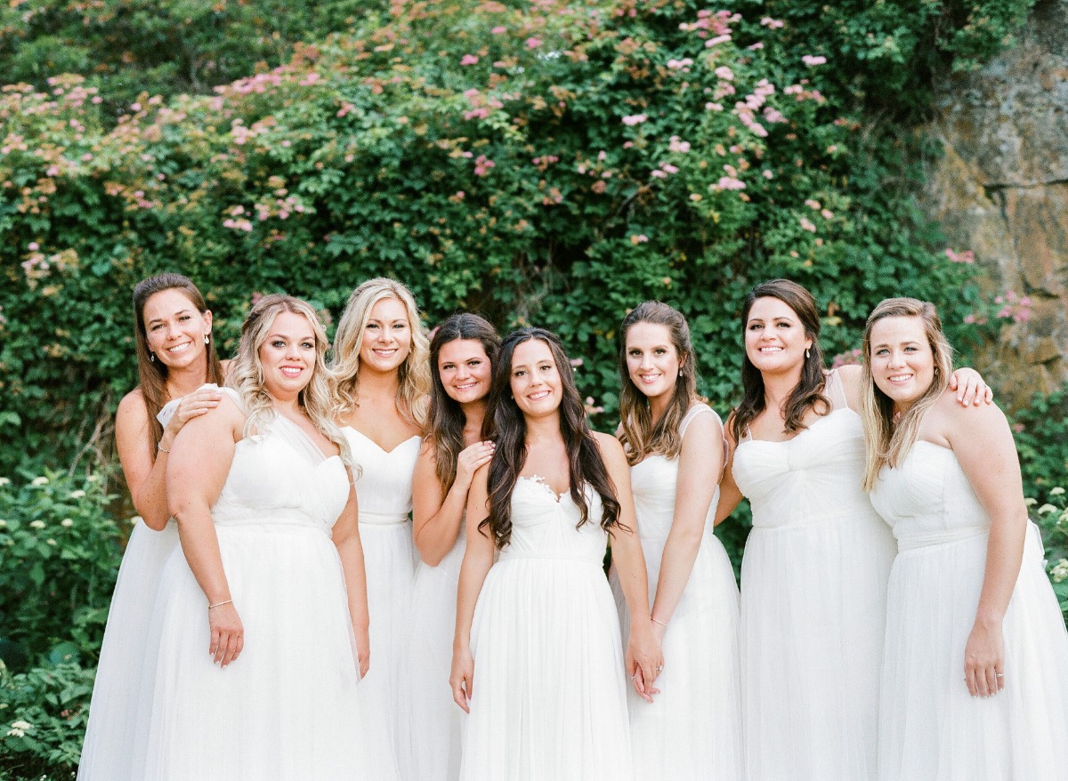 Bridesmaids in all white