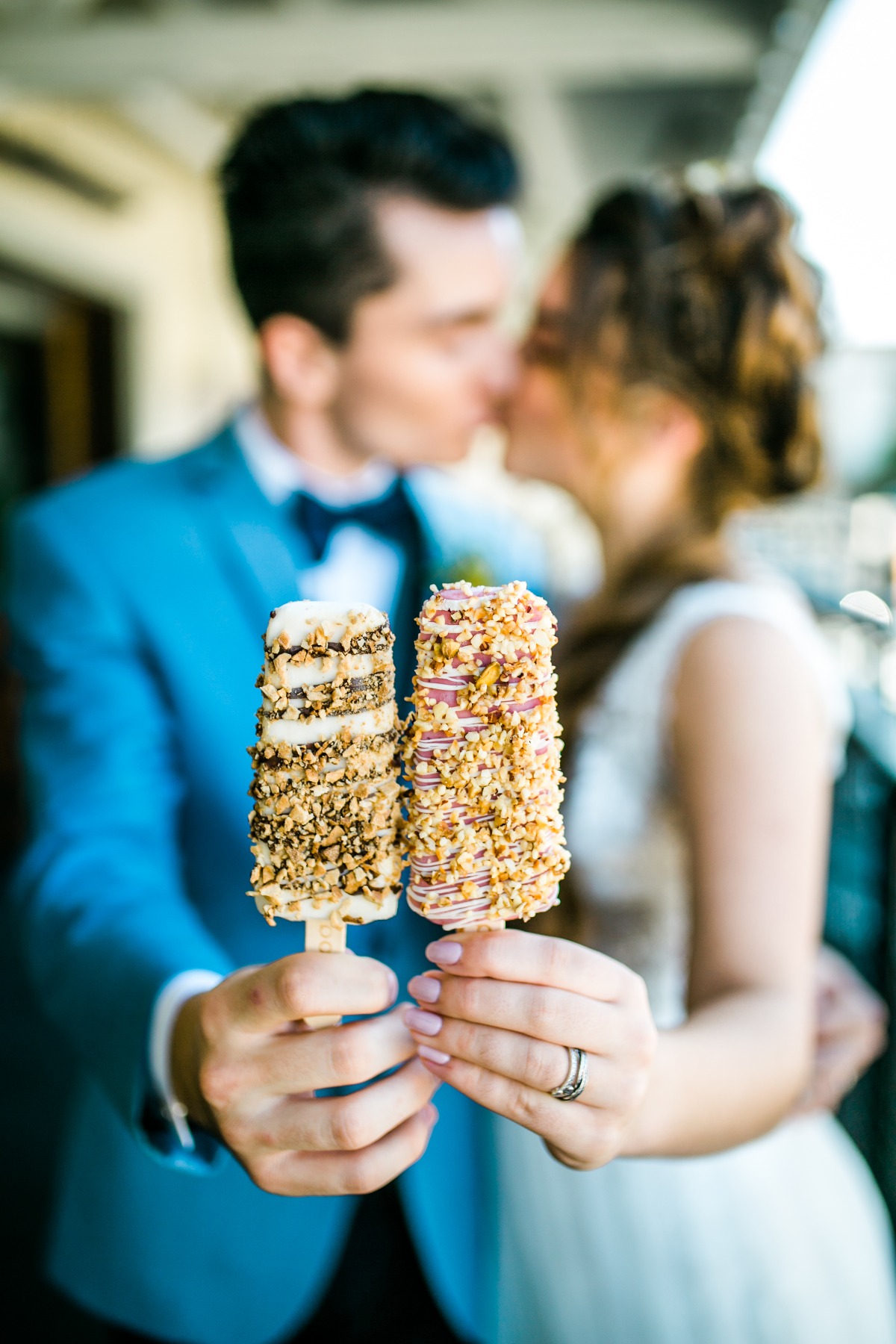 Bride and groom ice cream photo