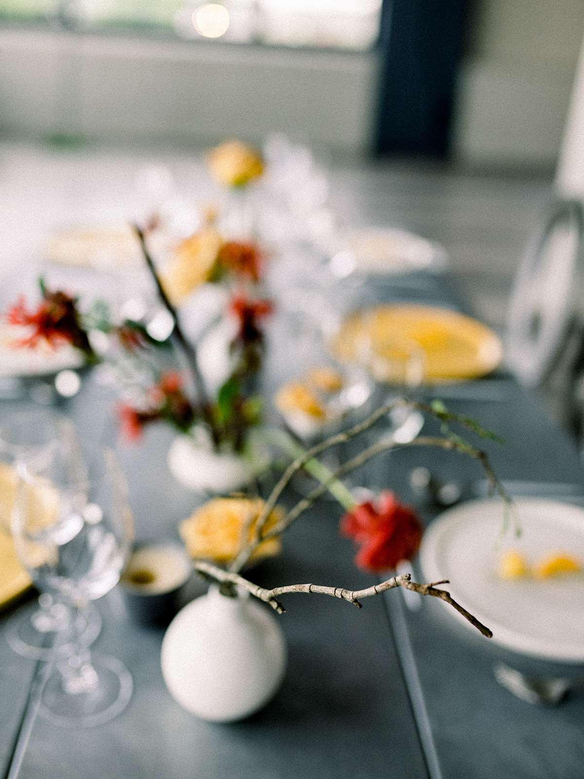 red and yellow table setting