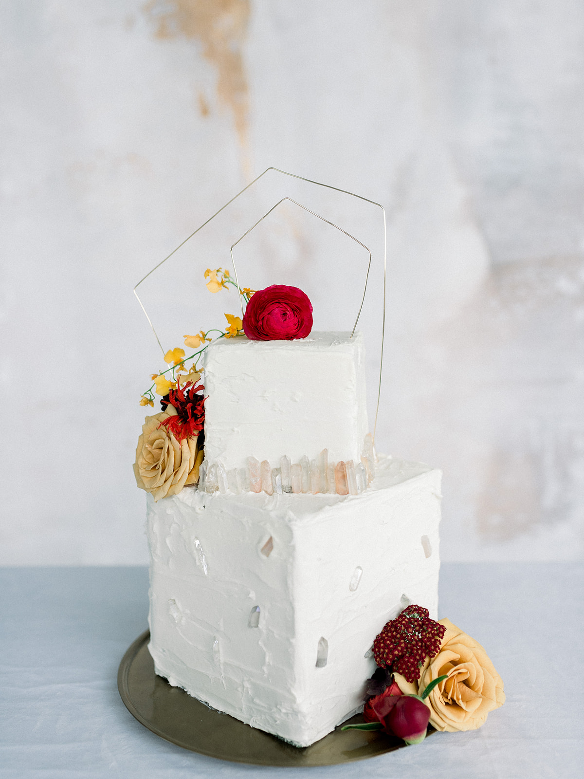 modern crystal wedding cake