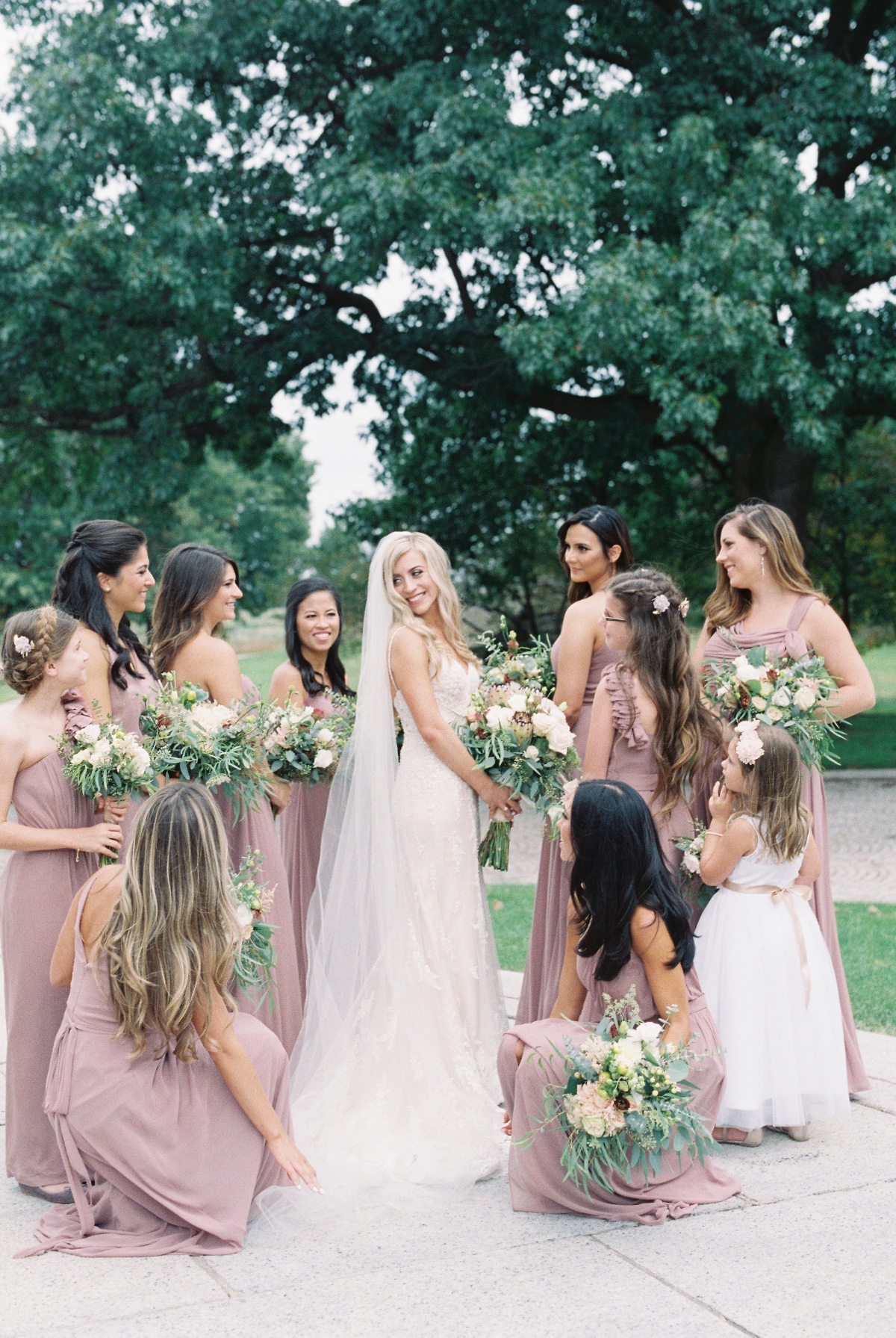 Bridesmaids in dusty blush