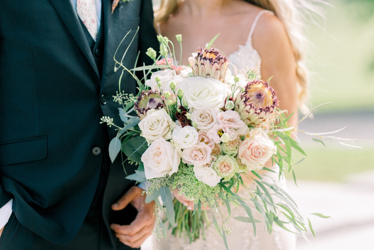 Giant protea wedding bouquet