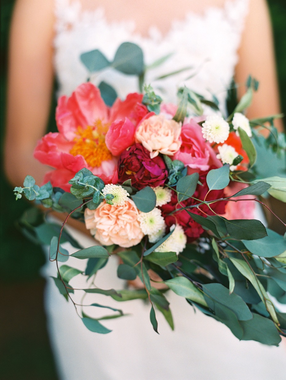 coral and blush wedding bouquet