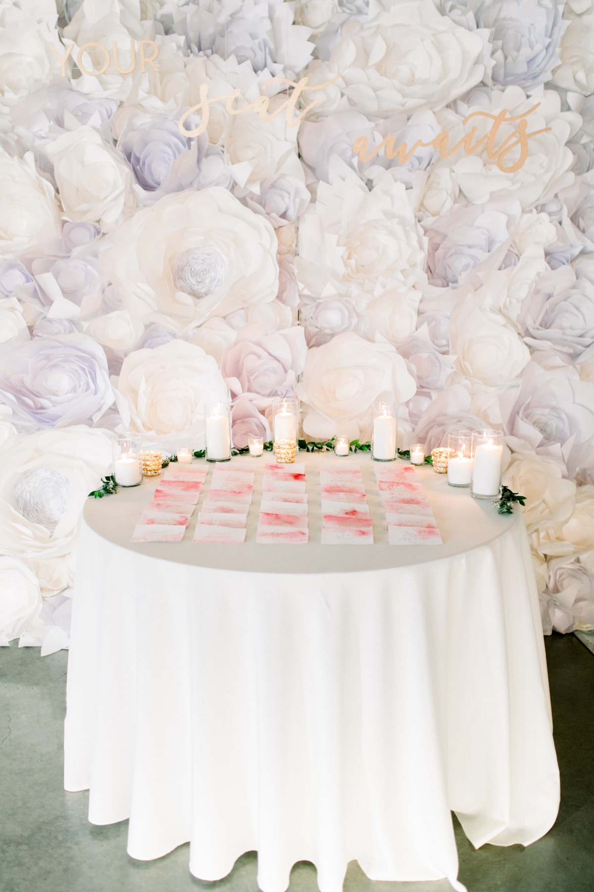 Elegant wedding reception table flower wall candle decor