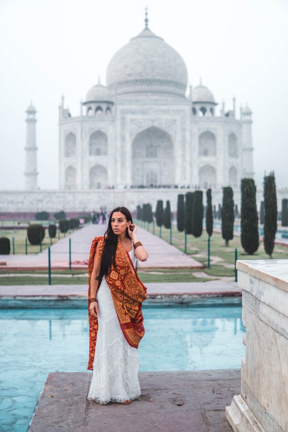 Zoe in Watters gown in India