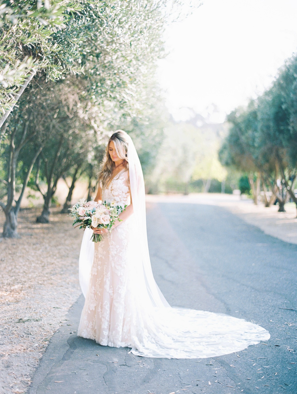 Bride in blush dress