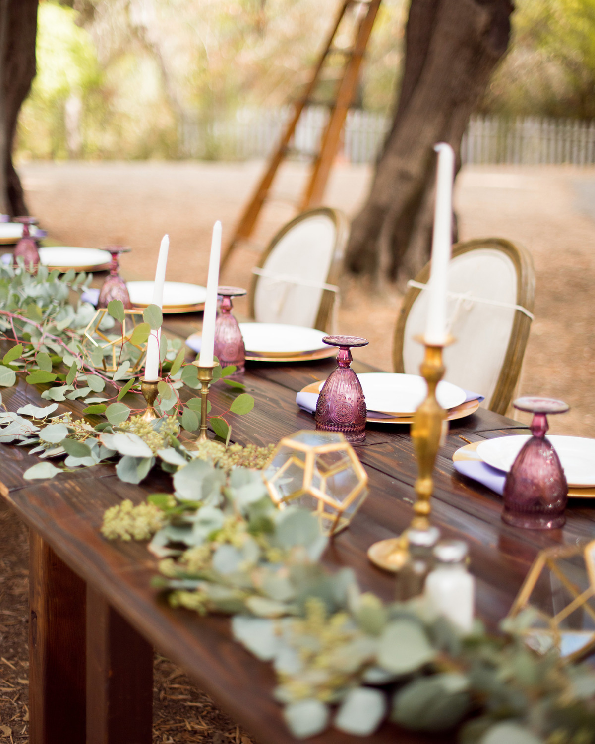 gold and purple wedding wedding table decor